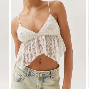 Urban outfitters Tabatha ivory lace babydoll cami tank NWT Small
